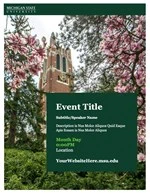 A thumbnail of the front of a folded invitation card with a photo of Beaumont Tower in the background and placeholder text in a green box in the foreground