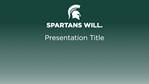 A thumbnail of a PowerPoint template with a green-fading-to-white background with a white Spartan helmet and Spartans Will in white at the top and placeholder text in the middle